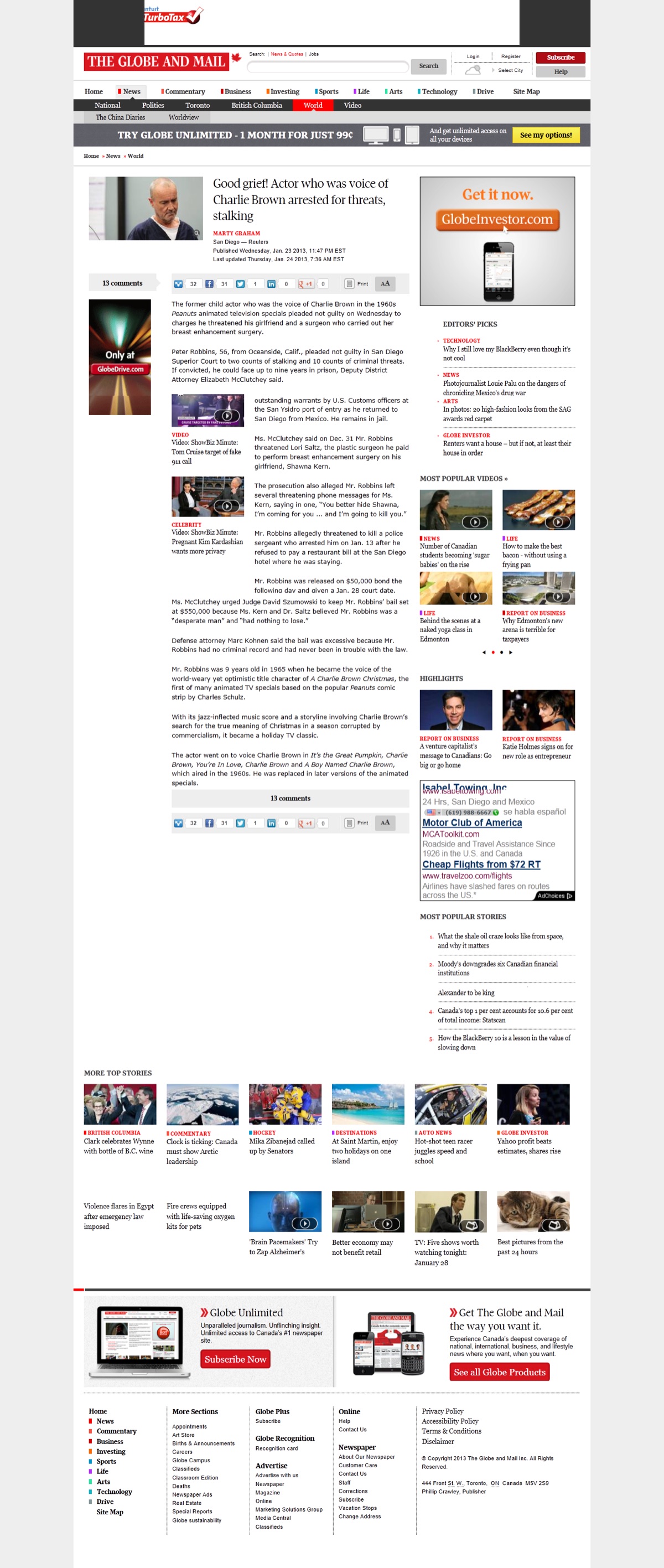 The Globe and Mail: Canadian national coverage