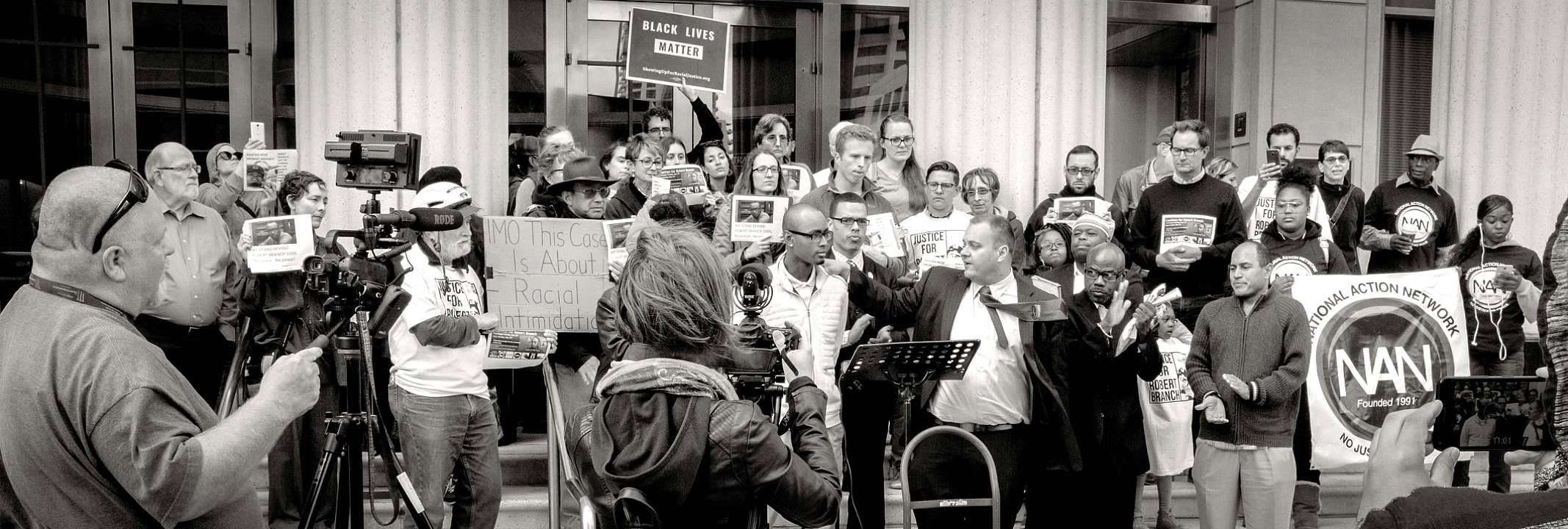 Addressing supporters outside court — San Diego criminal defense attorney Marc Kohnen